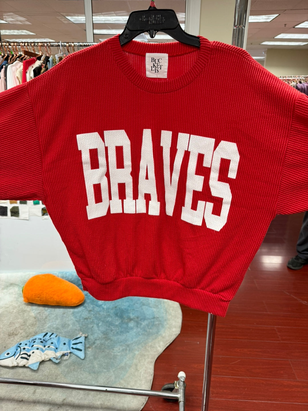 BRAVES COMFY OVERSIZED RED WITH WHITE SWEATER