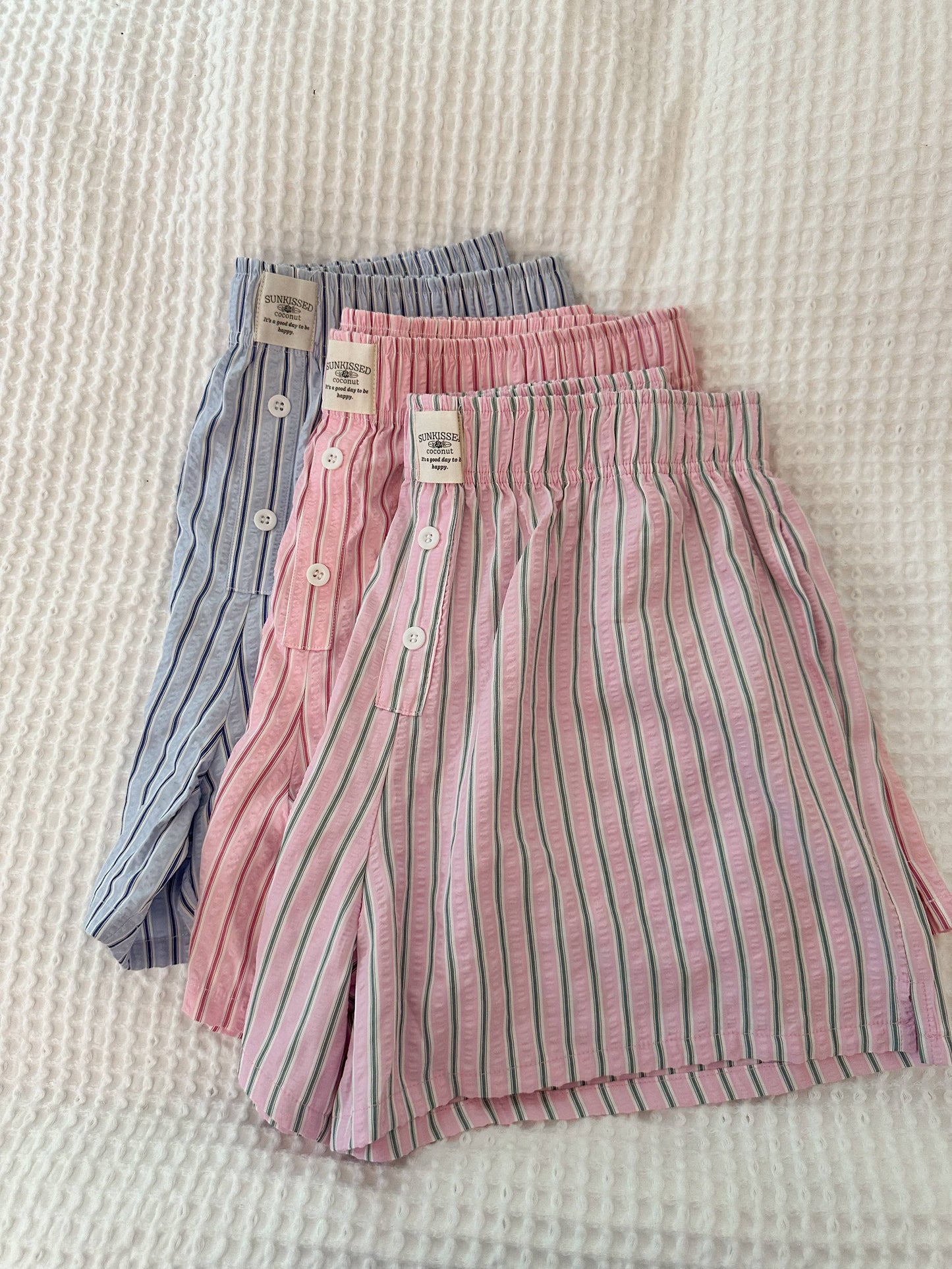 Everyday Boxer Shorts: Pink/Green Halo Stripes