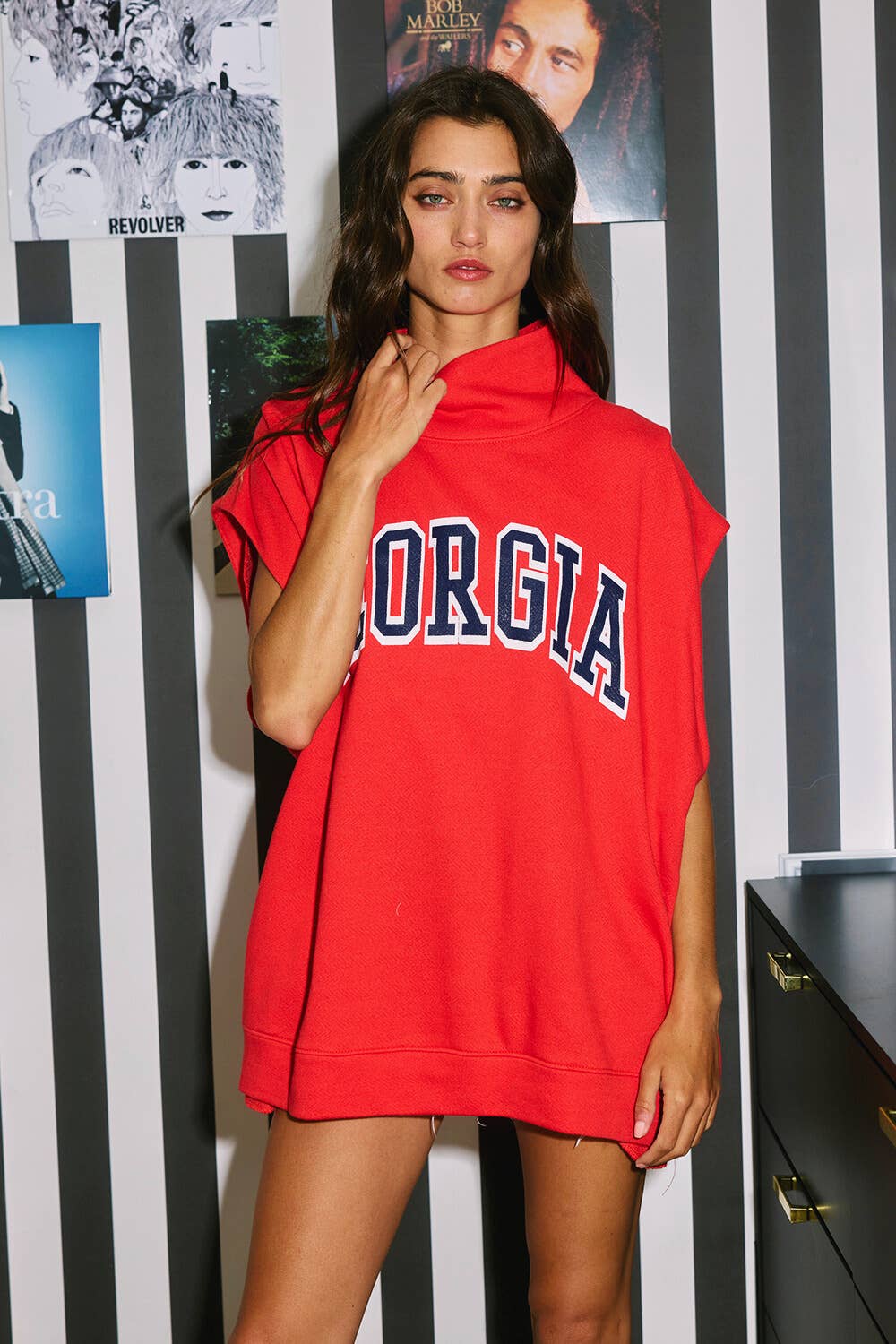 GEORGIA Oversized Muscle Top: Red