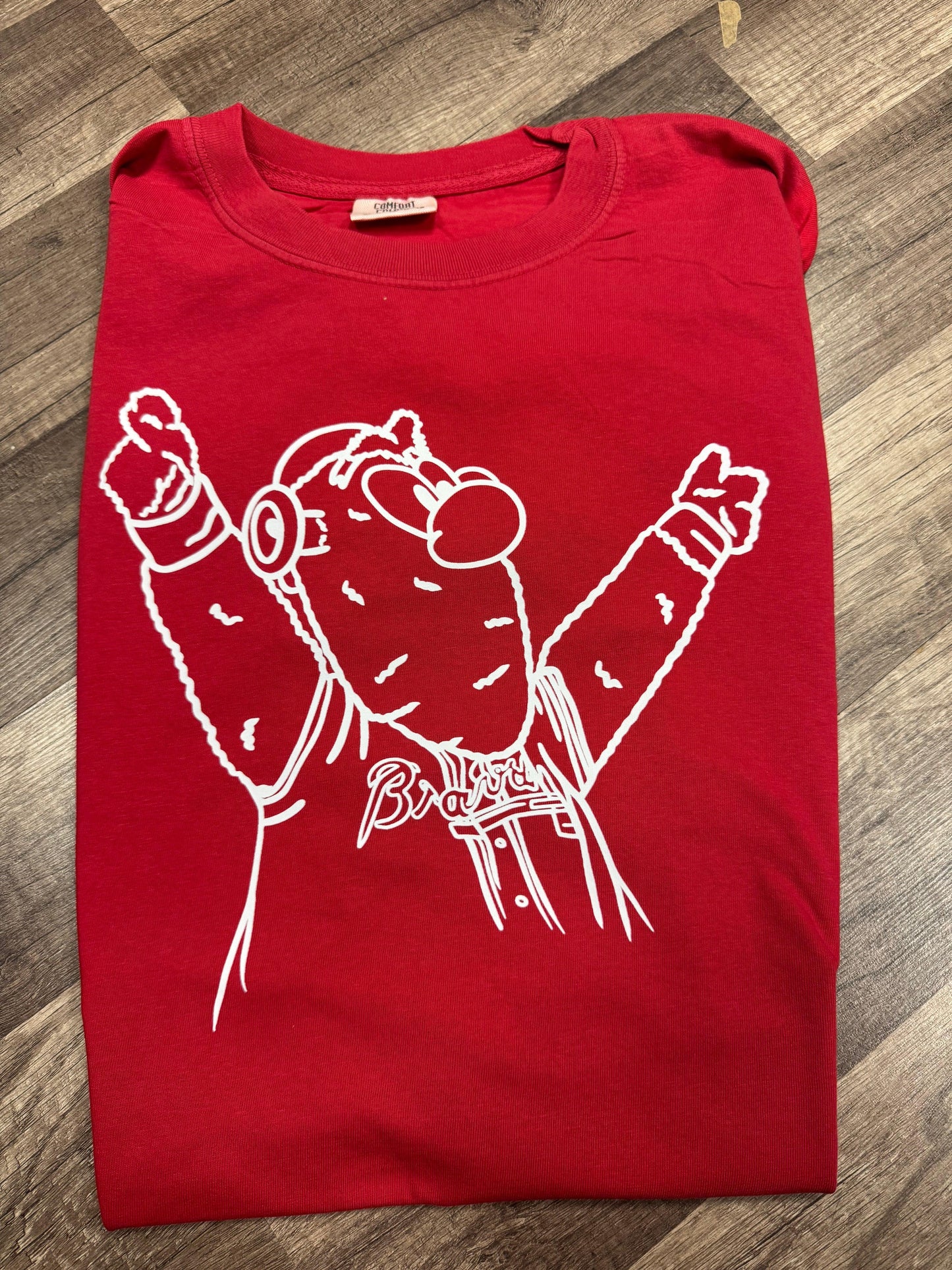 Blooper White Outline Red Tee