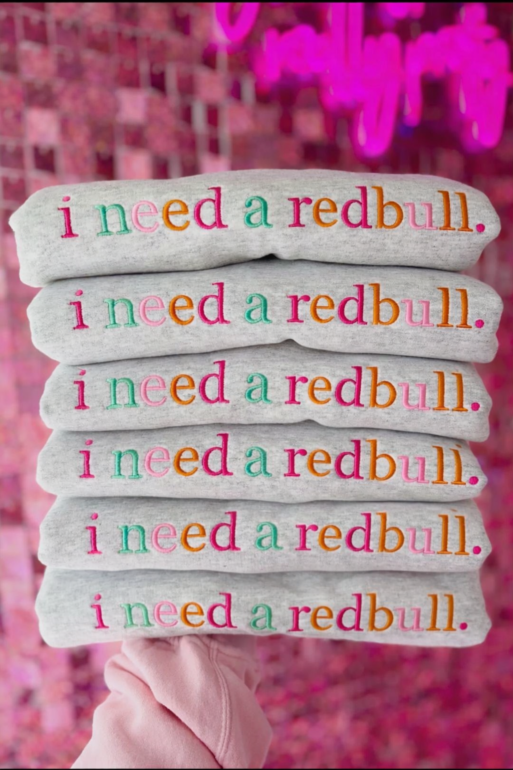 I need a redbull colorful embroidered sweatshirt