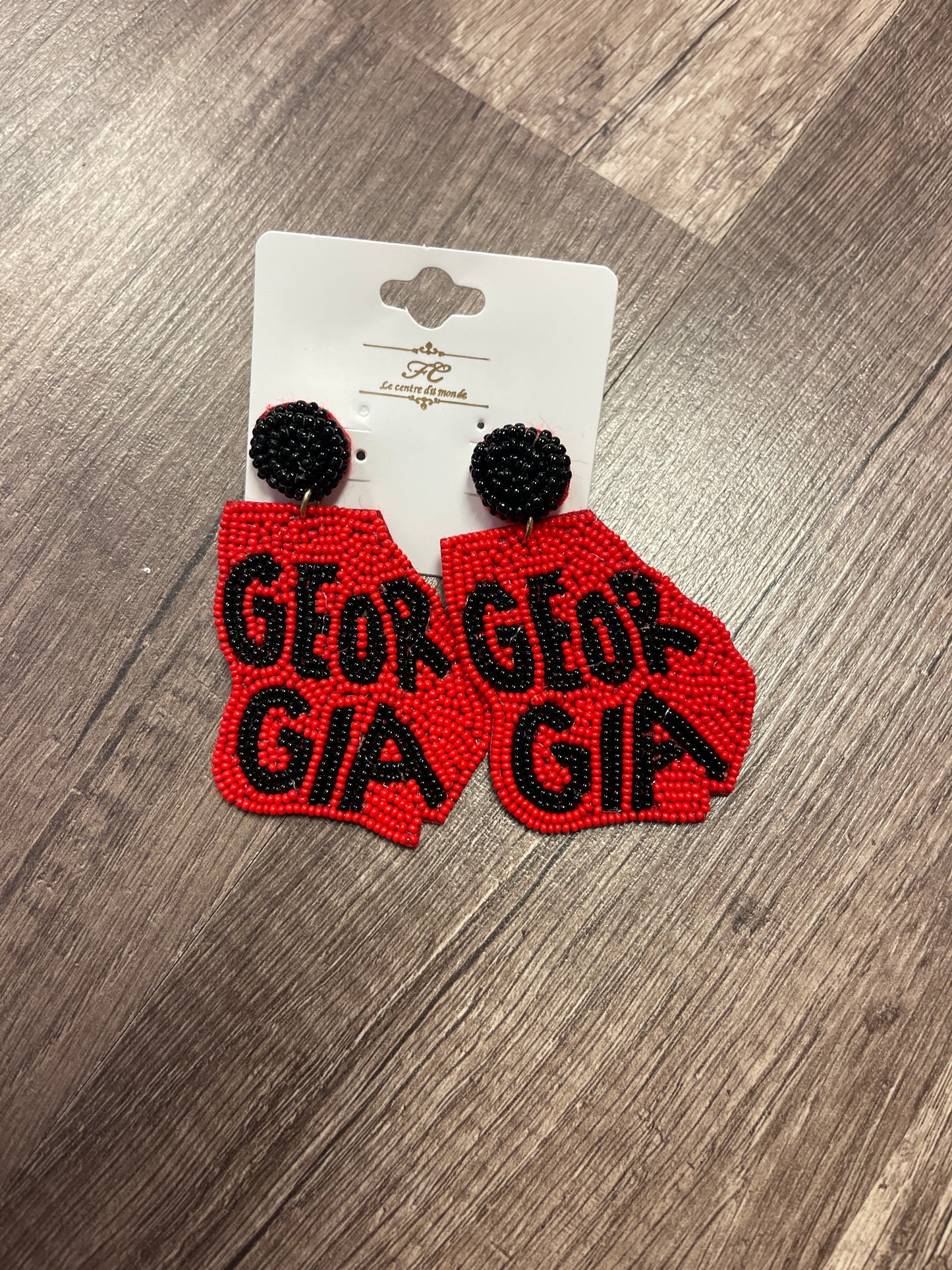 Georgia State Red Beaded Earring