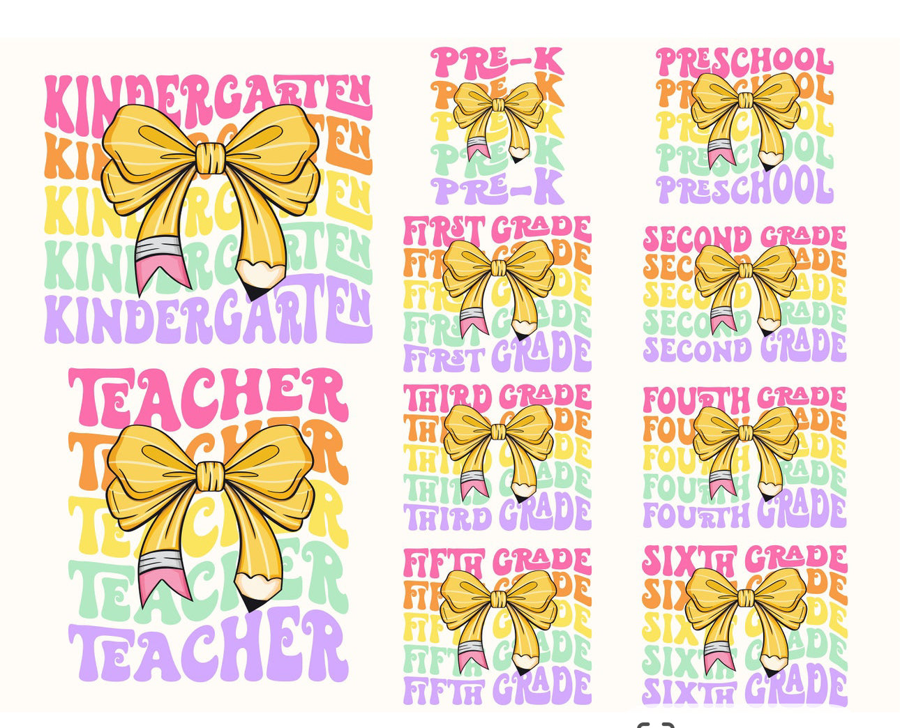 YOUTH grade level colorful stacked with pencil bow