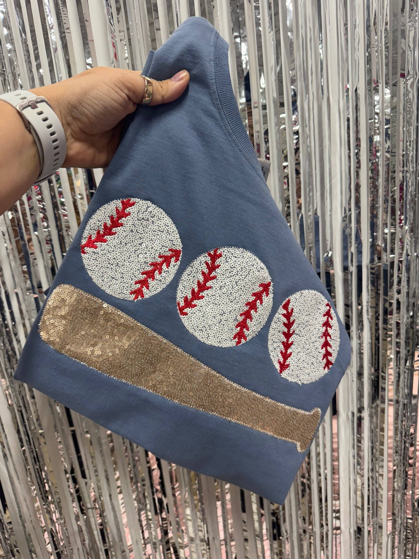 Baseball and Bat Embroidery Short Sleeve