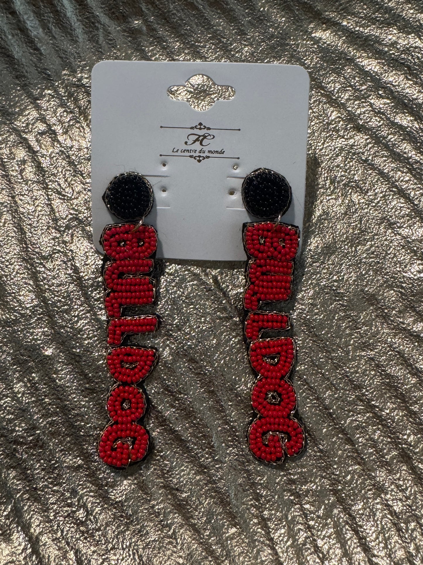 Bulldog Beaded Earring