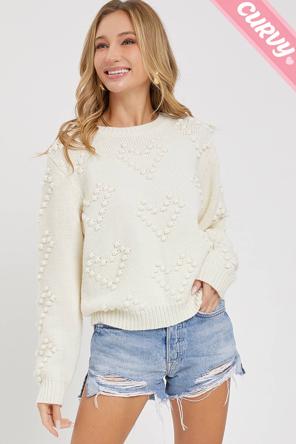 HEART SWEATER PLUS SIZE: Red, Plus Size