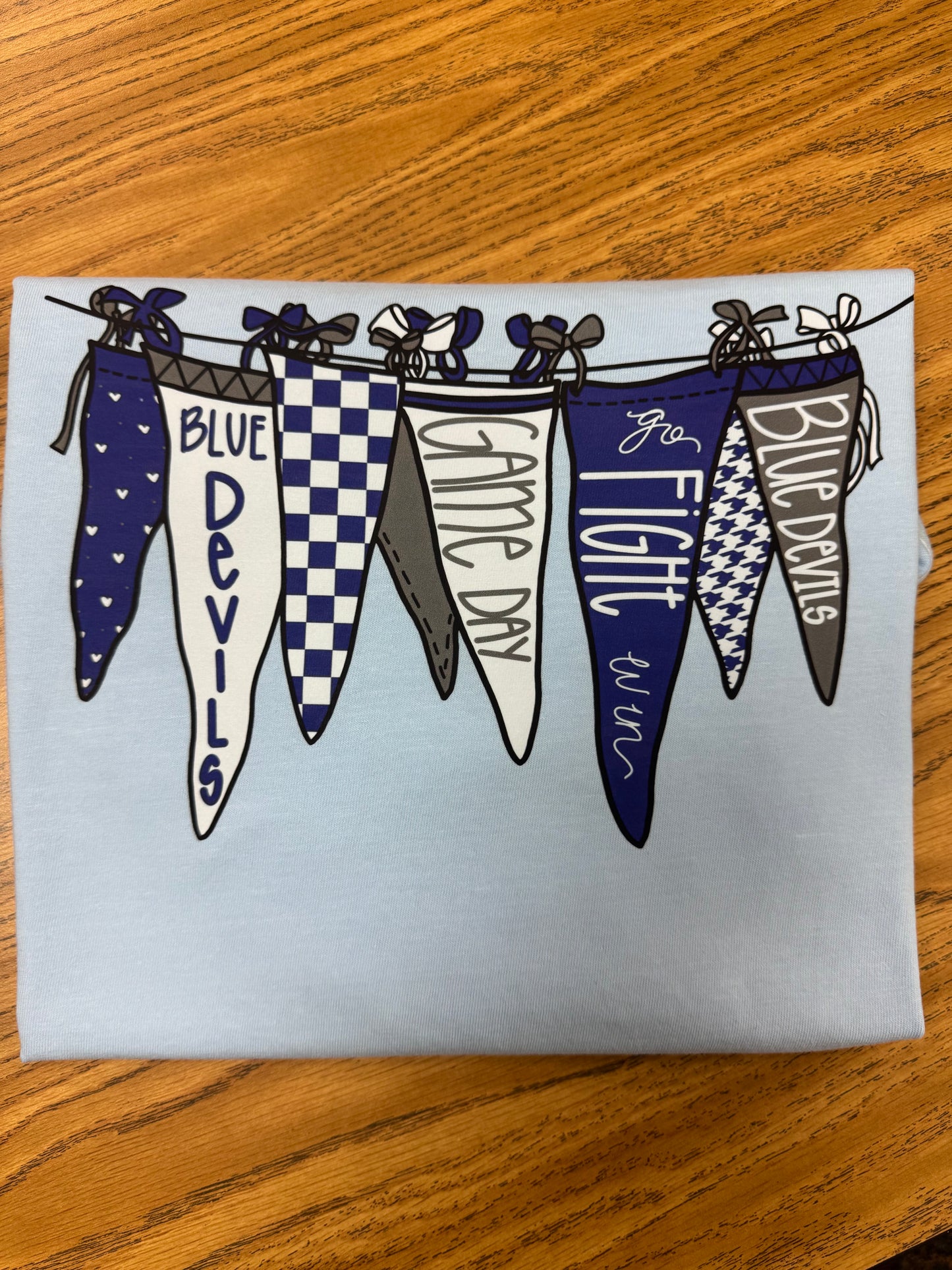 Bremen Blue Devils Go Fight Win Pennant Flags on Light Blue