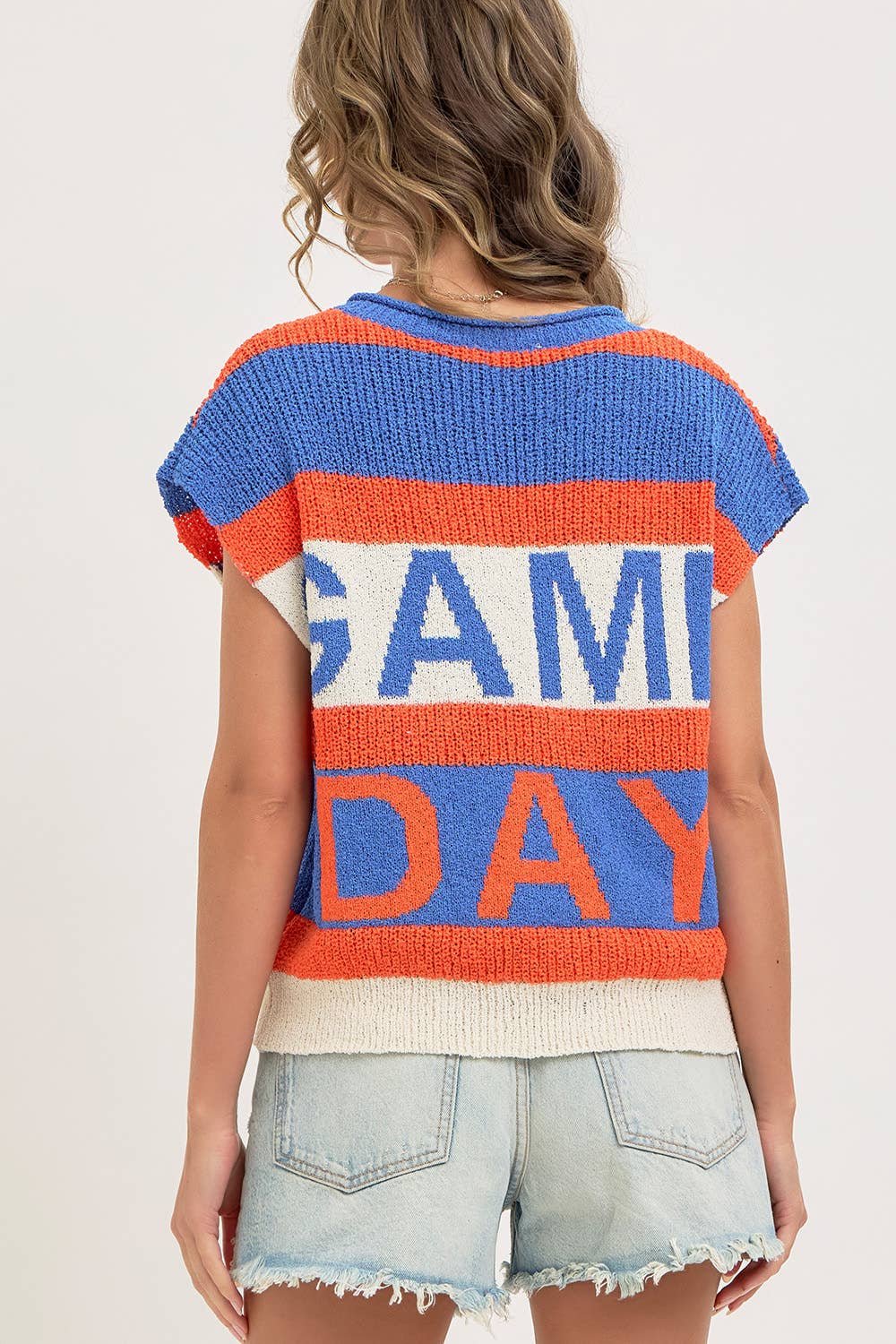 GAME DAY RED & BLACK SWEATER KNIT TOP