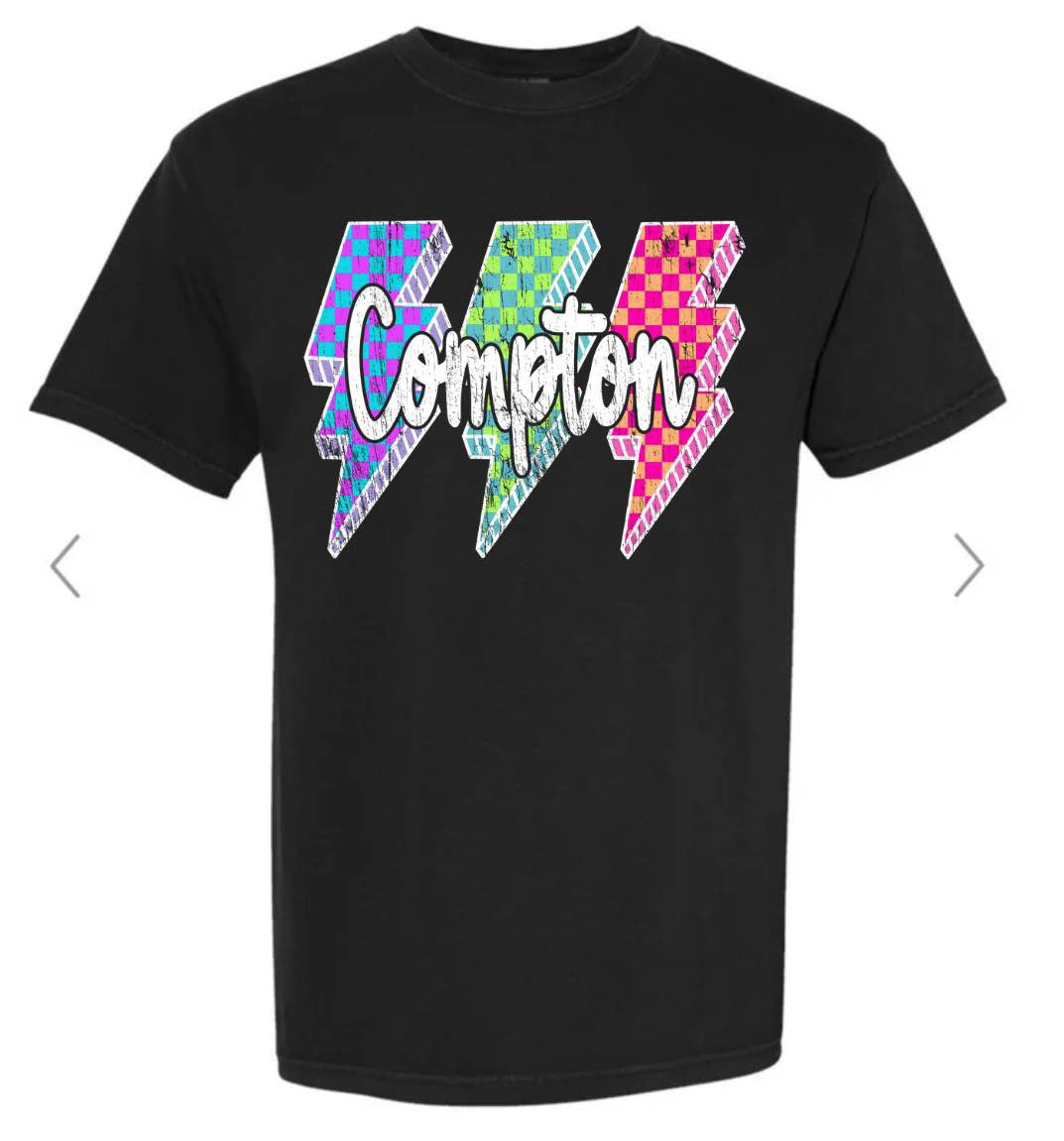 COMPTON CHECKERED LIGHTNING BOLTS ON BLACK COMFORT COLOR