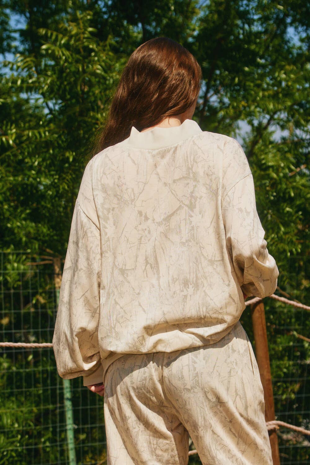 Camouflage Oversized Mock Neck Sweatshirt TAUPE