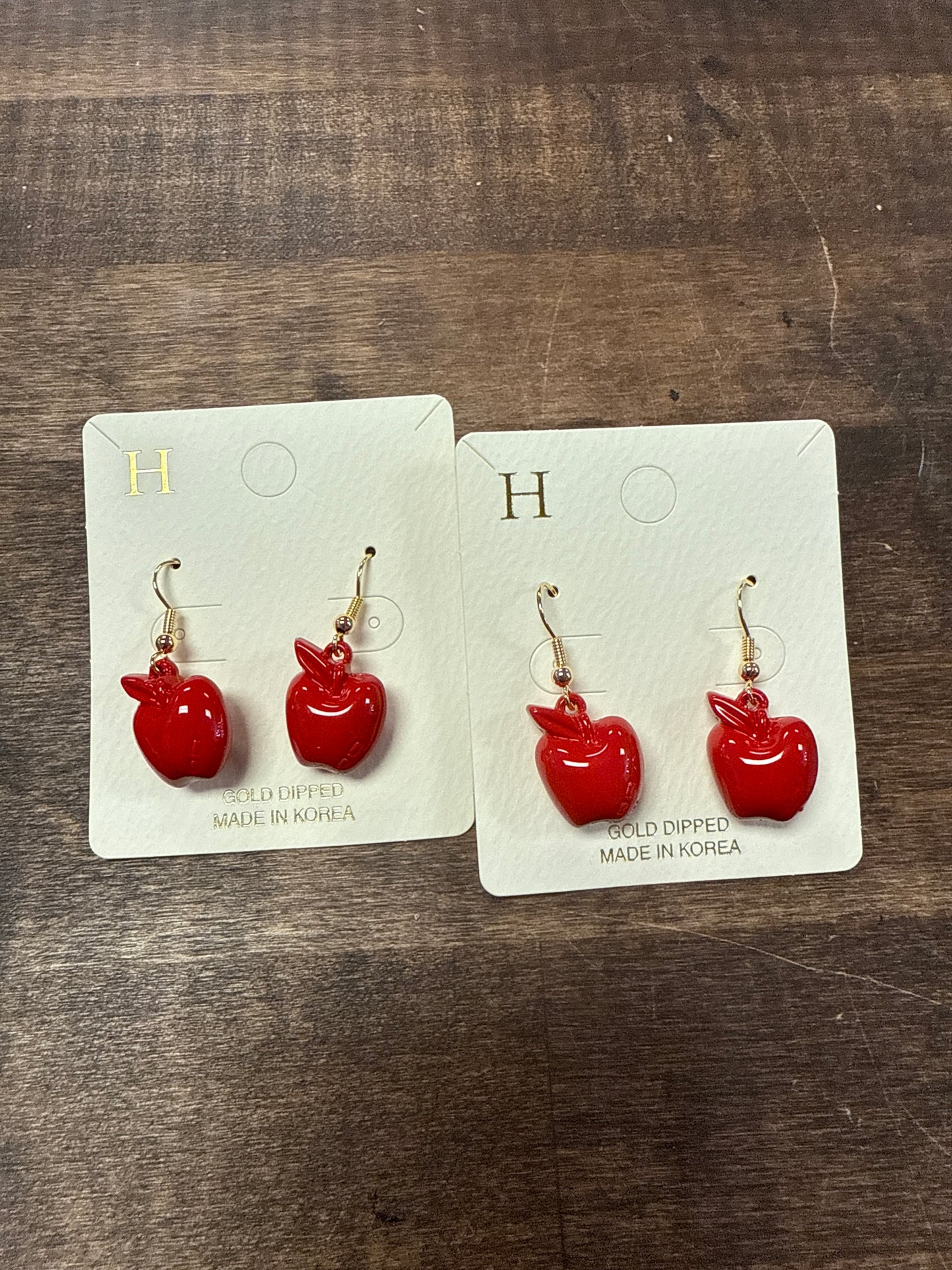 Red Apple dangle teacher earrings