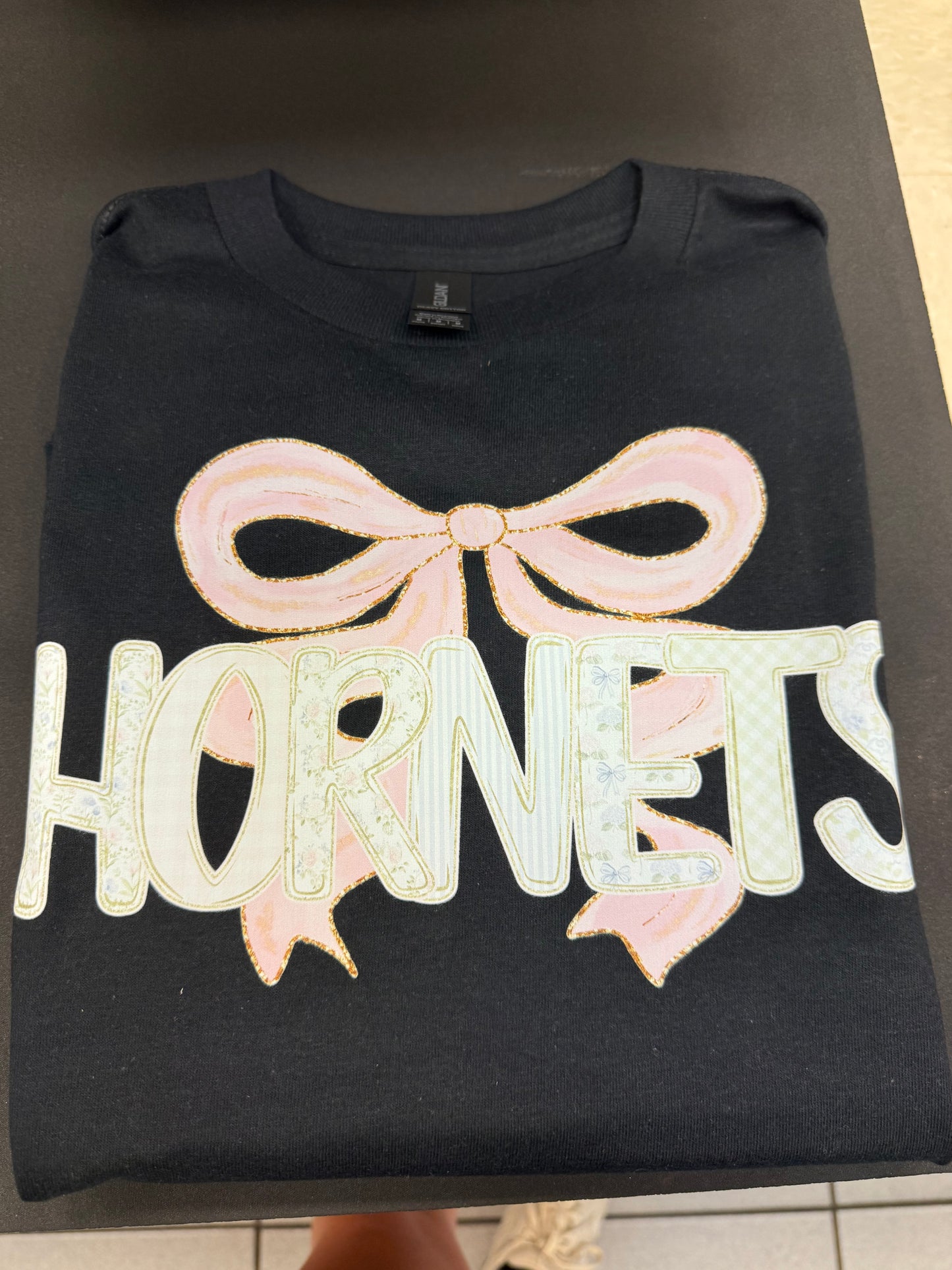 Hiram Hornets Pink Floral with Bow on Black