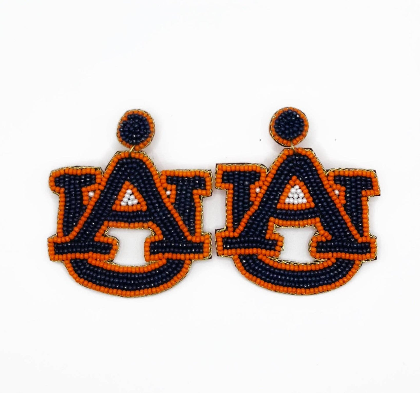 Auburn Beaded Logo Statement Earrings