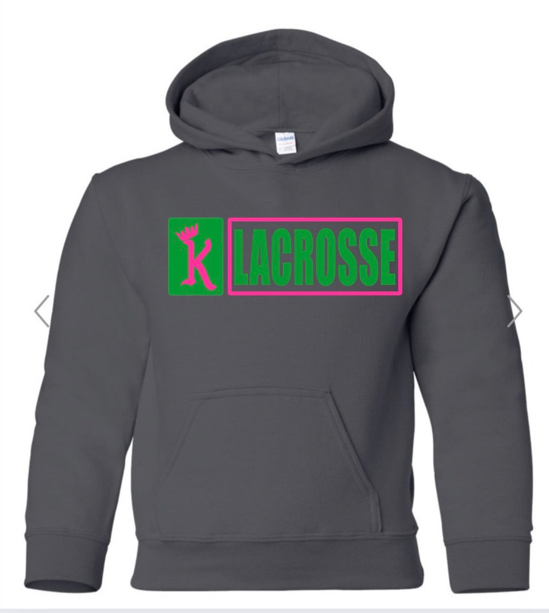 Kings Lacrosse Box Outline On Charcoal GILDAN HEAVY BLEND HOODIE