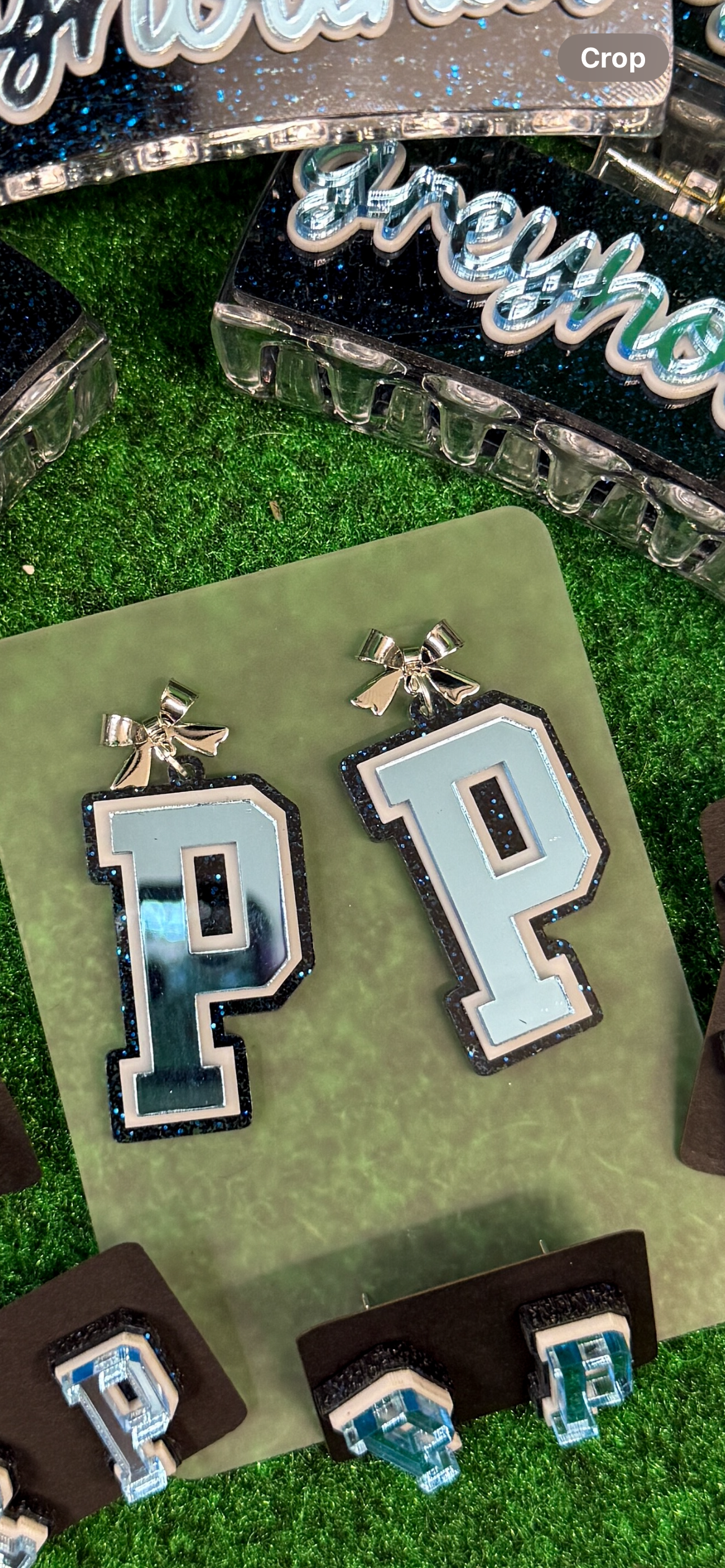 Pope Greyhounds Blue Glitter P Dangles