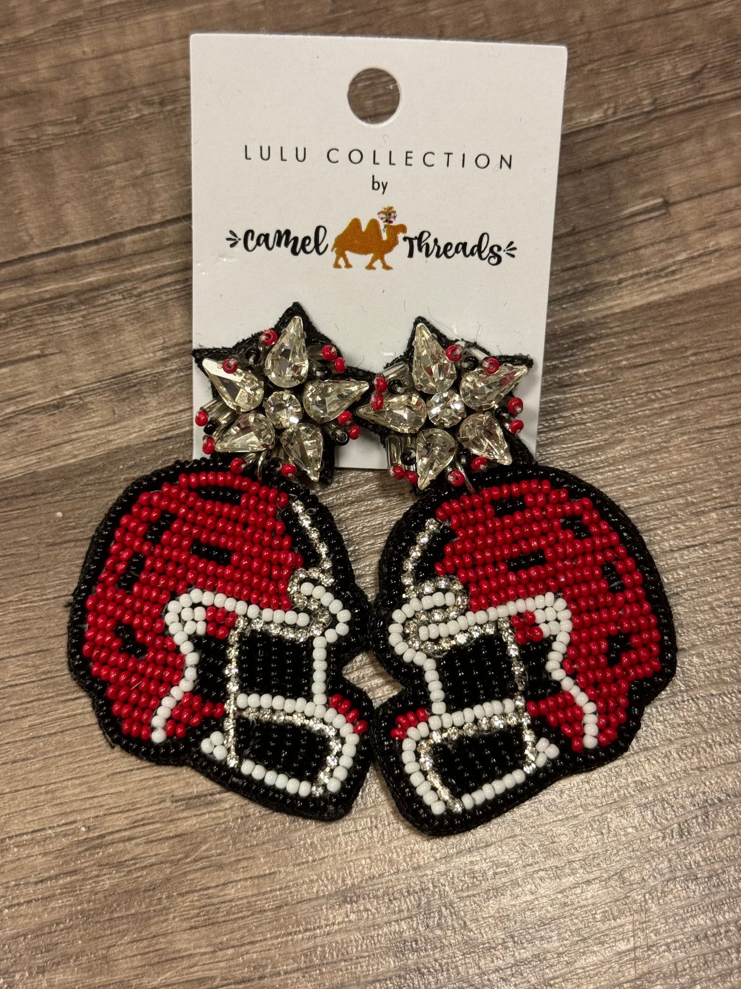Cardinal Helmet Beaded Earring