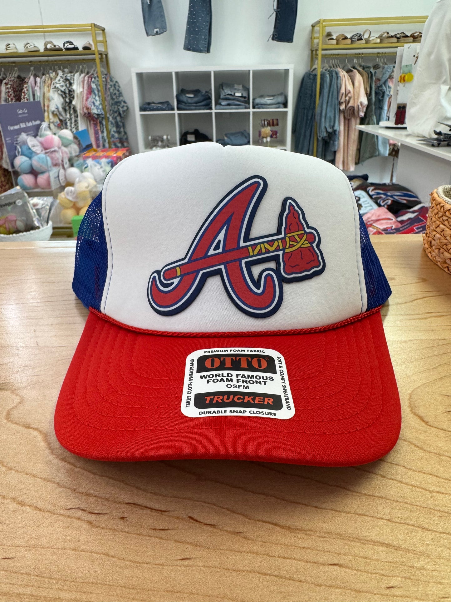 Braves A with Tomahawk Trucker Hat
