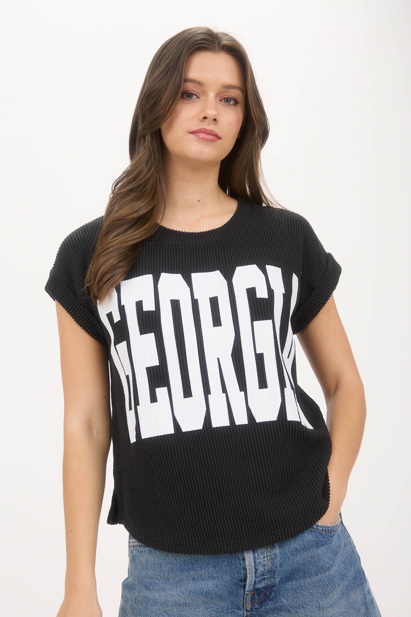GEORGIA SHORT SLEEVE SWEATER KNIT TEE