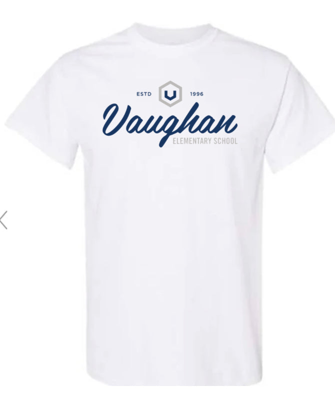 Vaughan Big Logo Comfort Color Adult Short Sleeve White