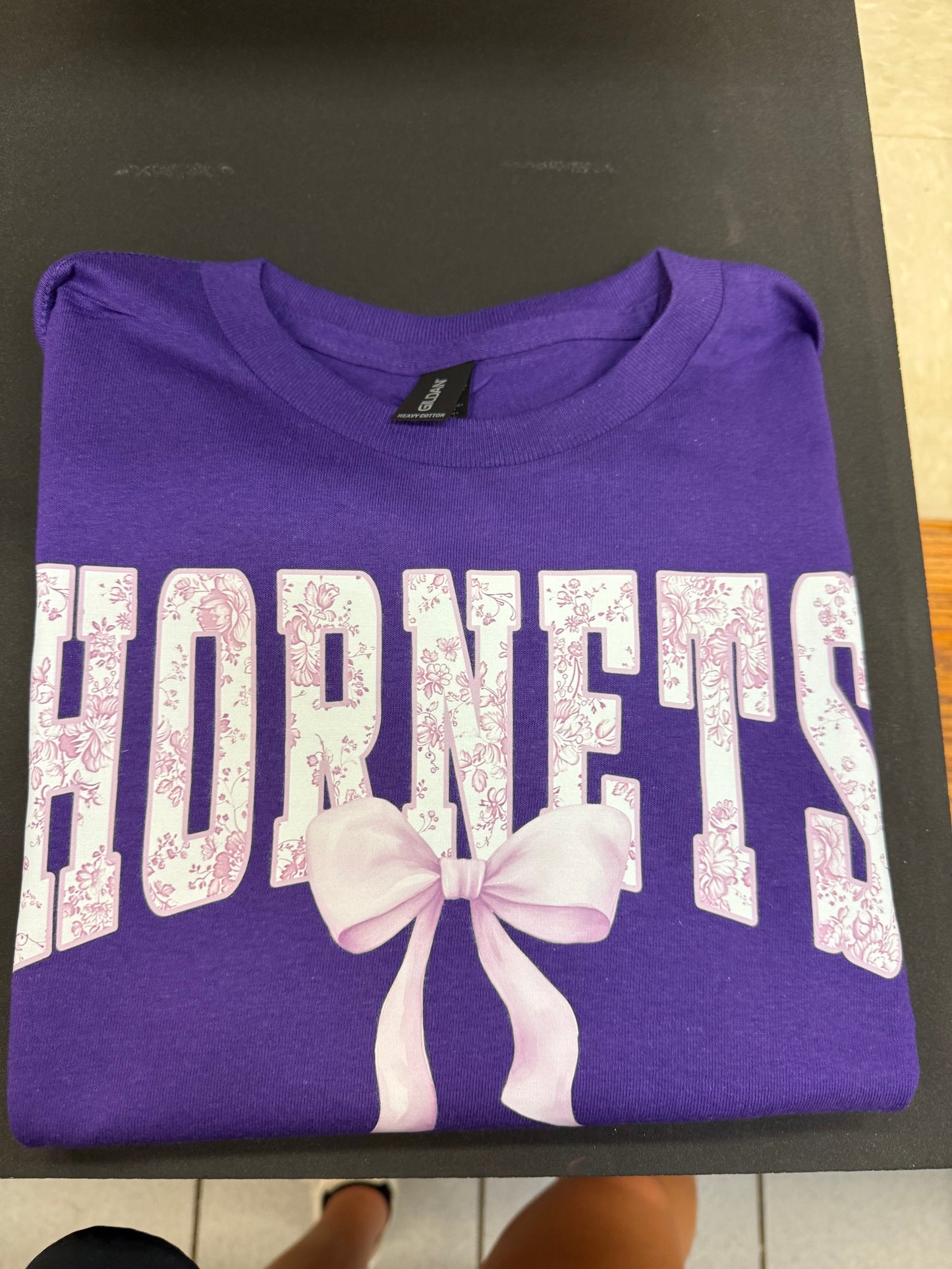 Hiram Hornets Purple Floral Tolie on Purple