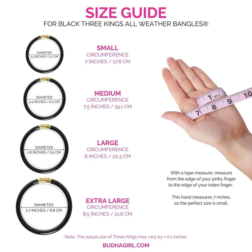 LARGE BLACK THREE KINGS ALL WEATHER BANGLES® (AWB®) - BLACK- BUDHA GIRL