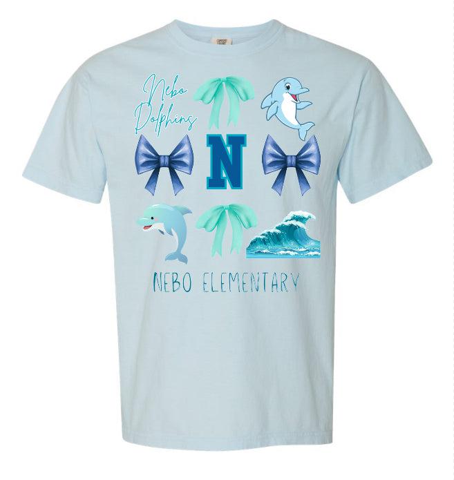 Nebo Elementary Dolphins Bow Collage Tee