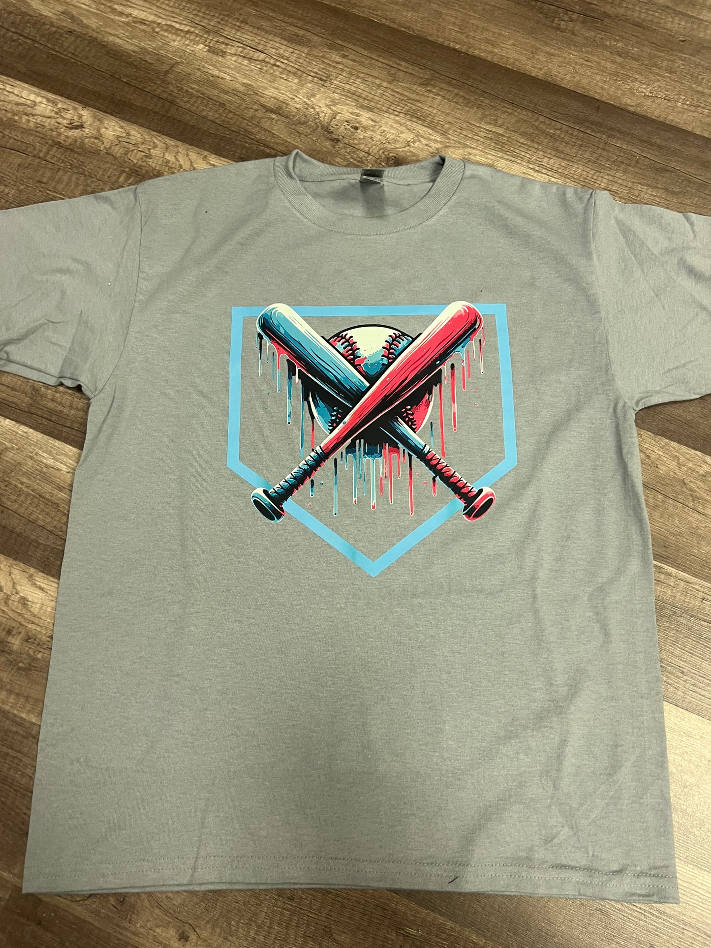 Baseball Pink and Blue Drip YOUTH tee