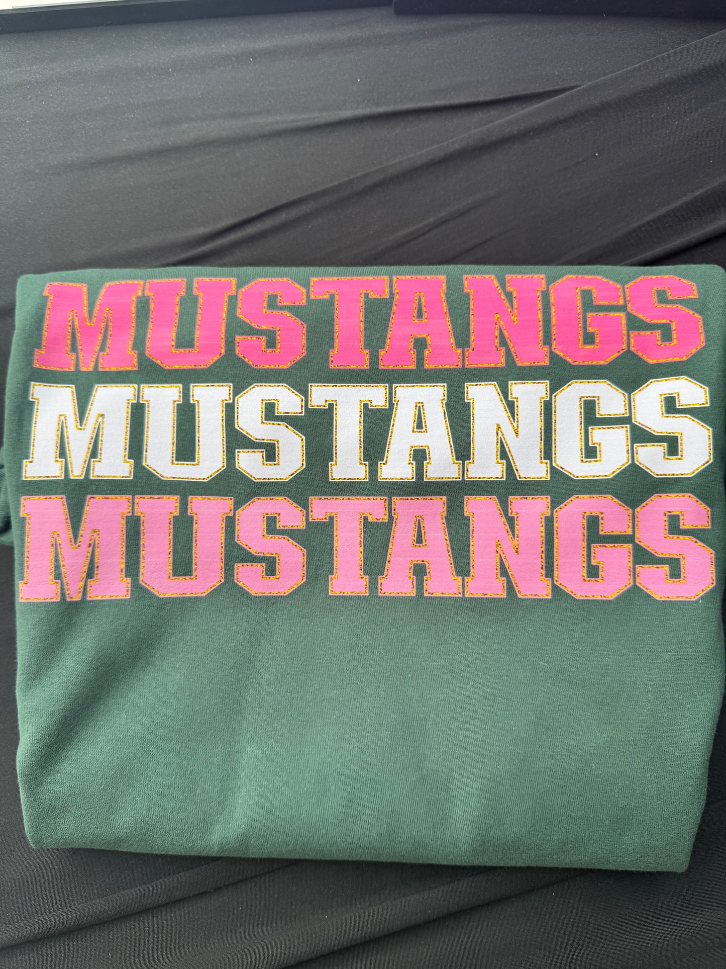 Preppy Mustangs Stacked on dark green