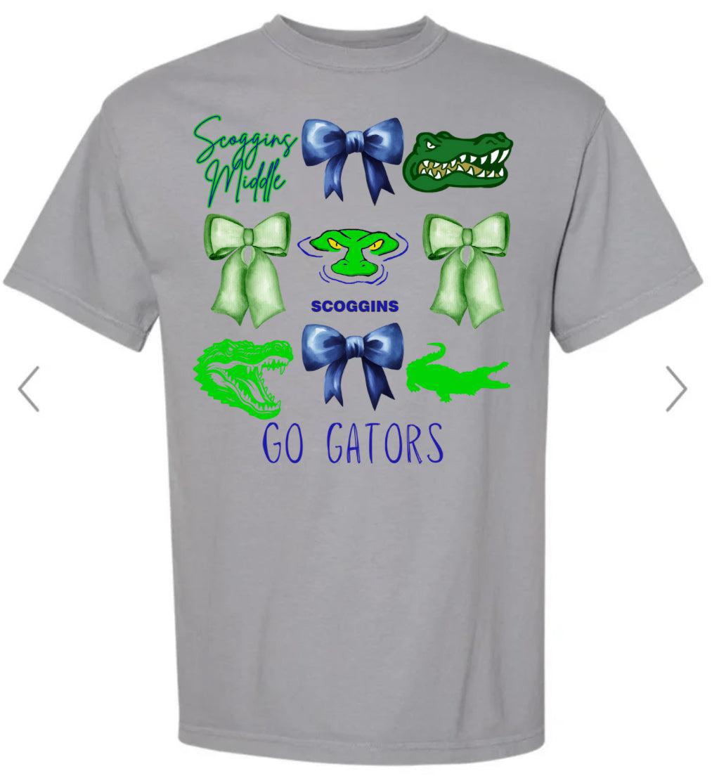 Scoggins Gators #2 Bow Collage Grey Tee