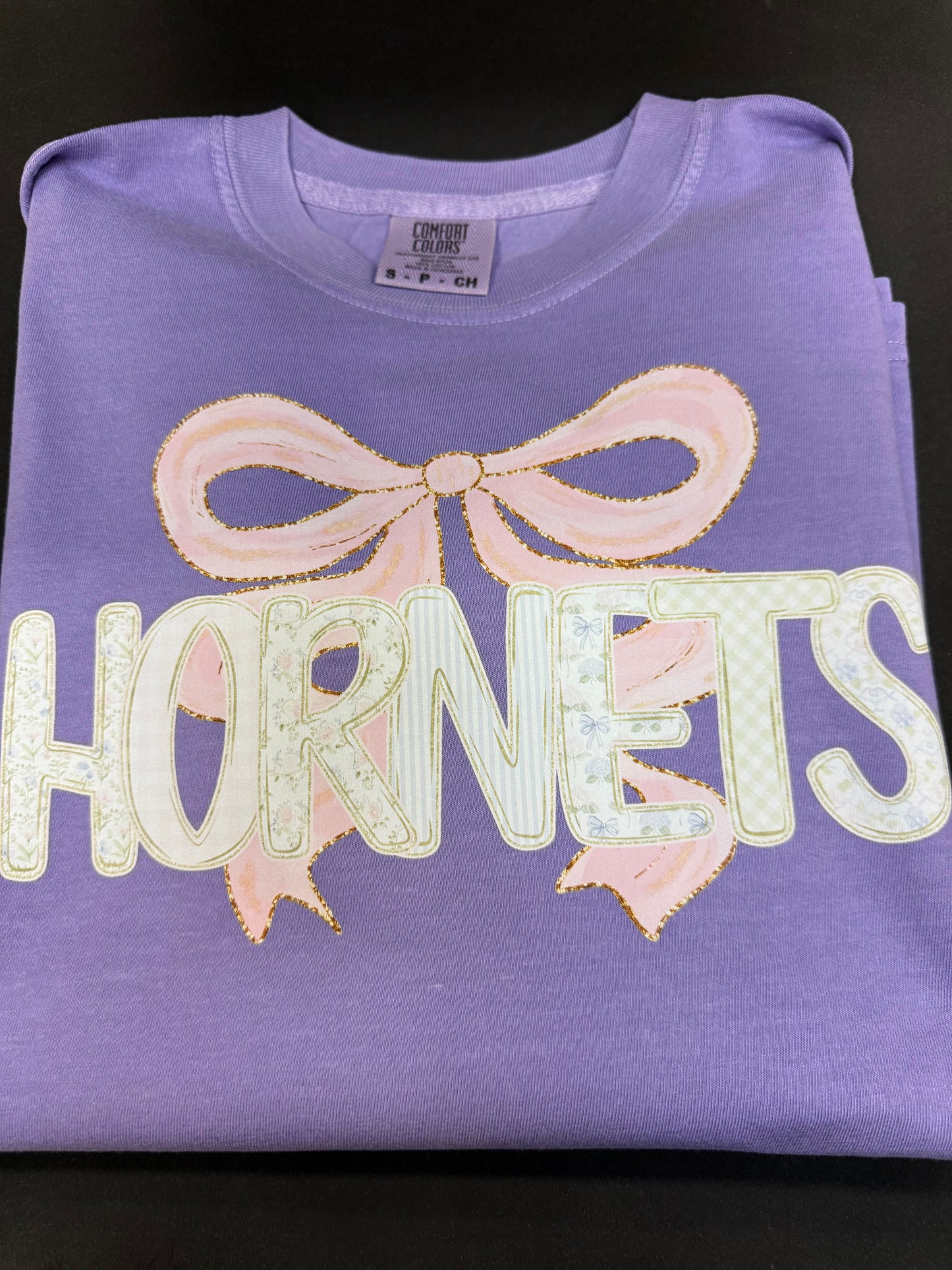 Hiram Hornets Pink Floral with Bow on Purple