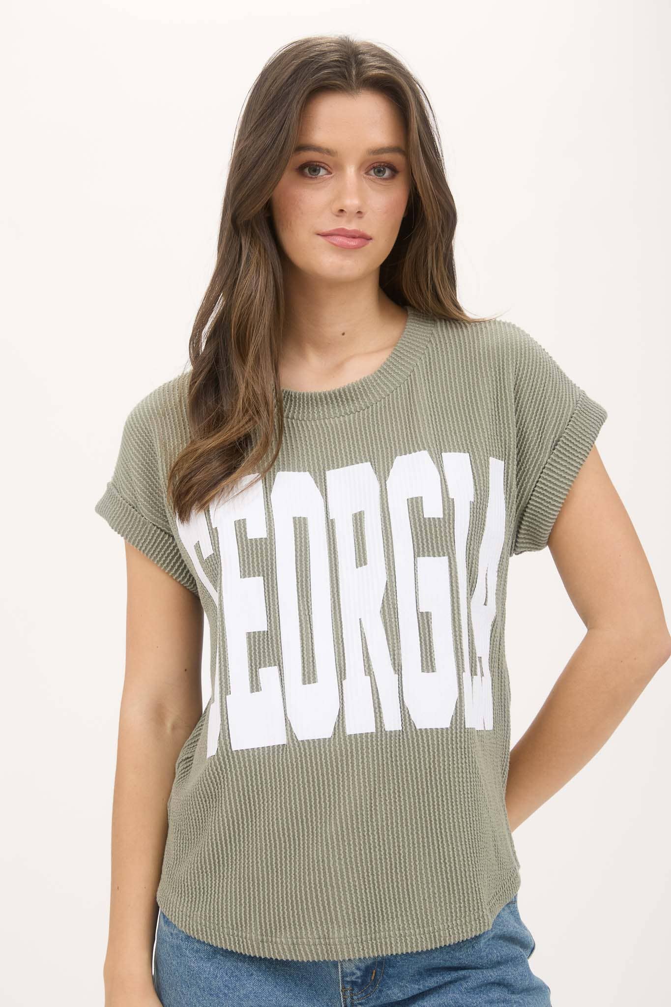 GEORGIA SHORT SLEEVE SWEATER KNIT TEE