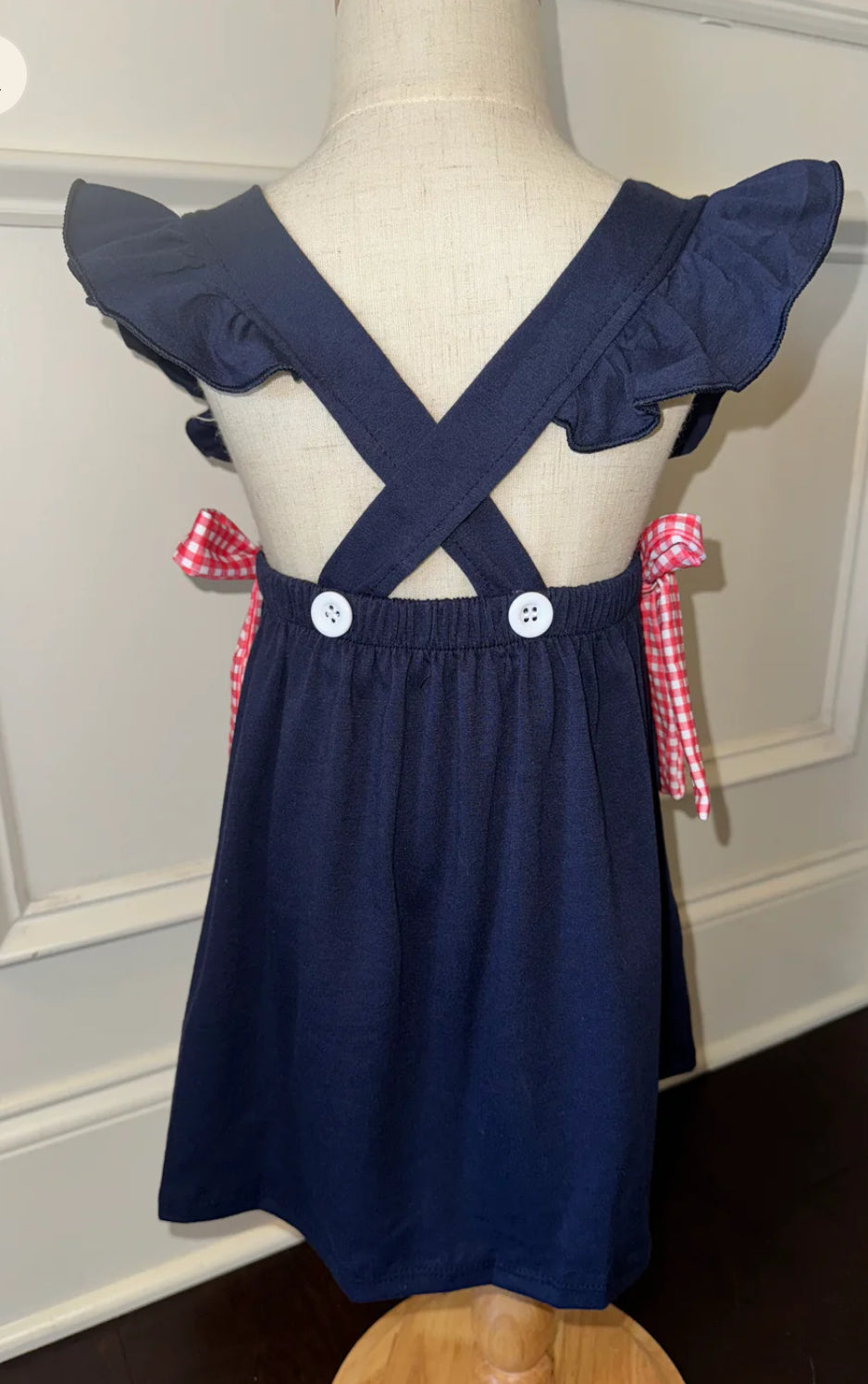 Navy Embroidered Baseball Dress