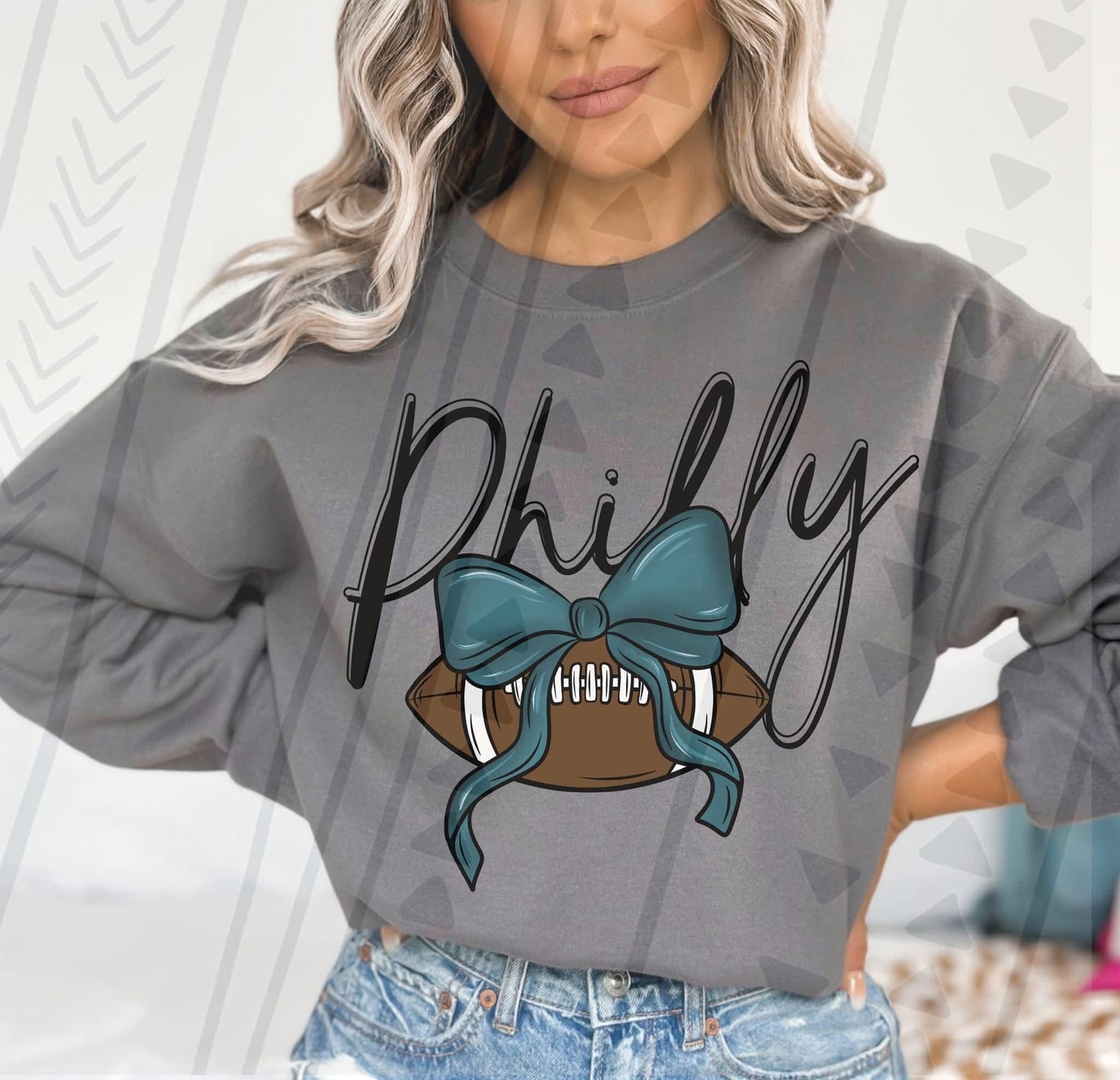 Philly with bow charcoal sweatshirt