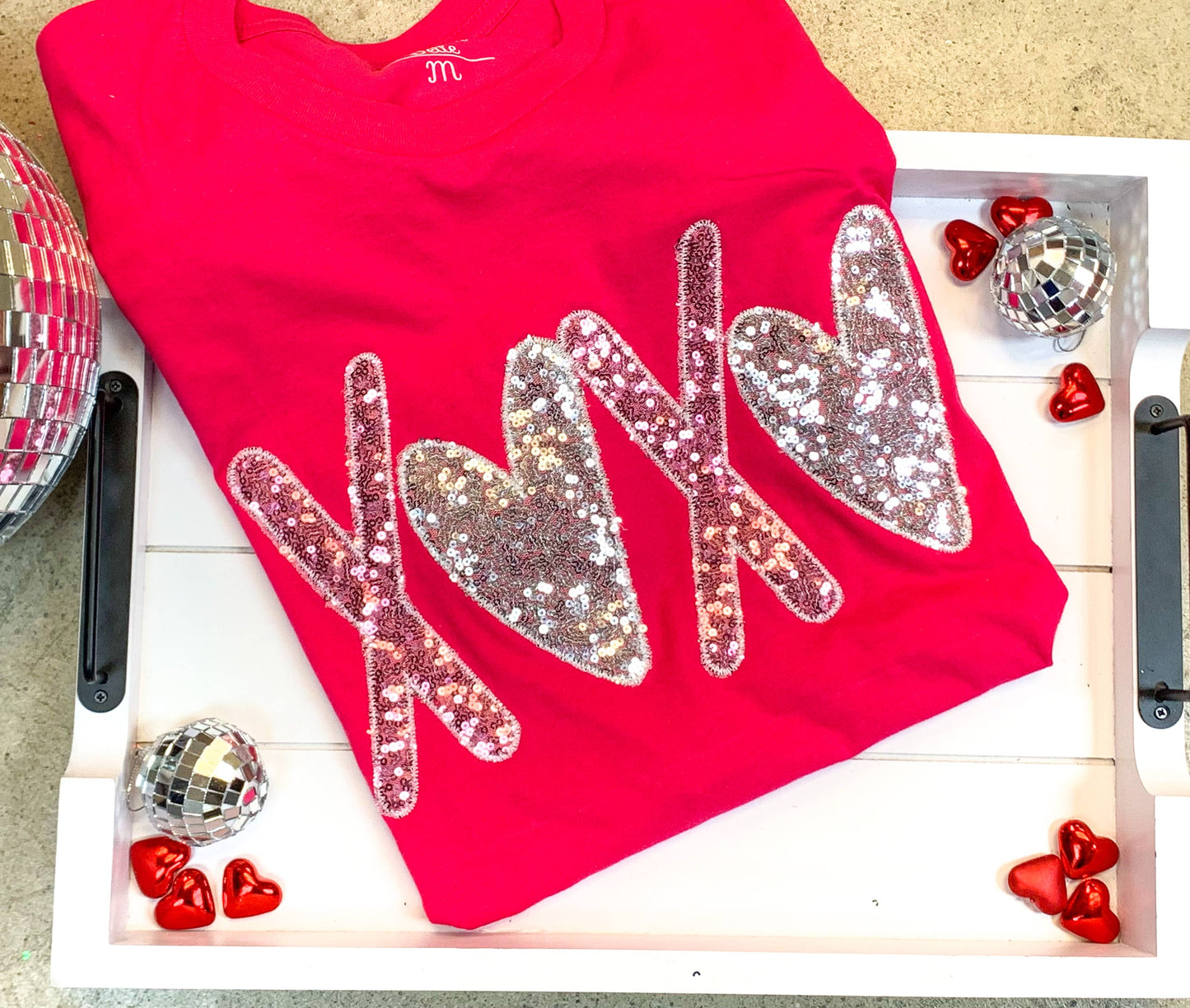 Valentine XOXO Embroidered Short Sleeve