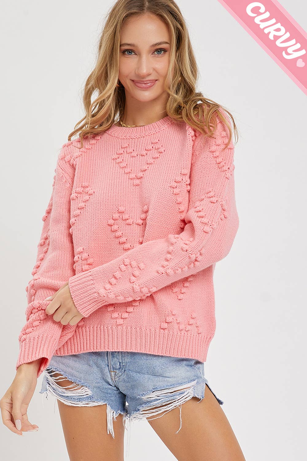 HEART SWEATER PLUS SIZE: Red, Plus Size