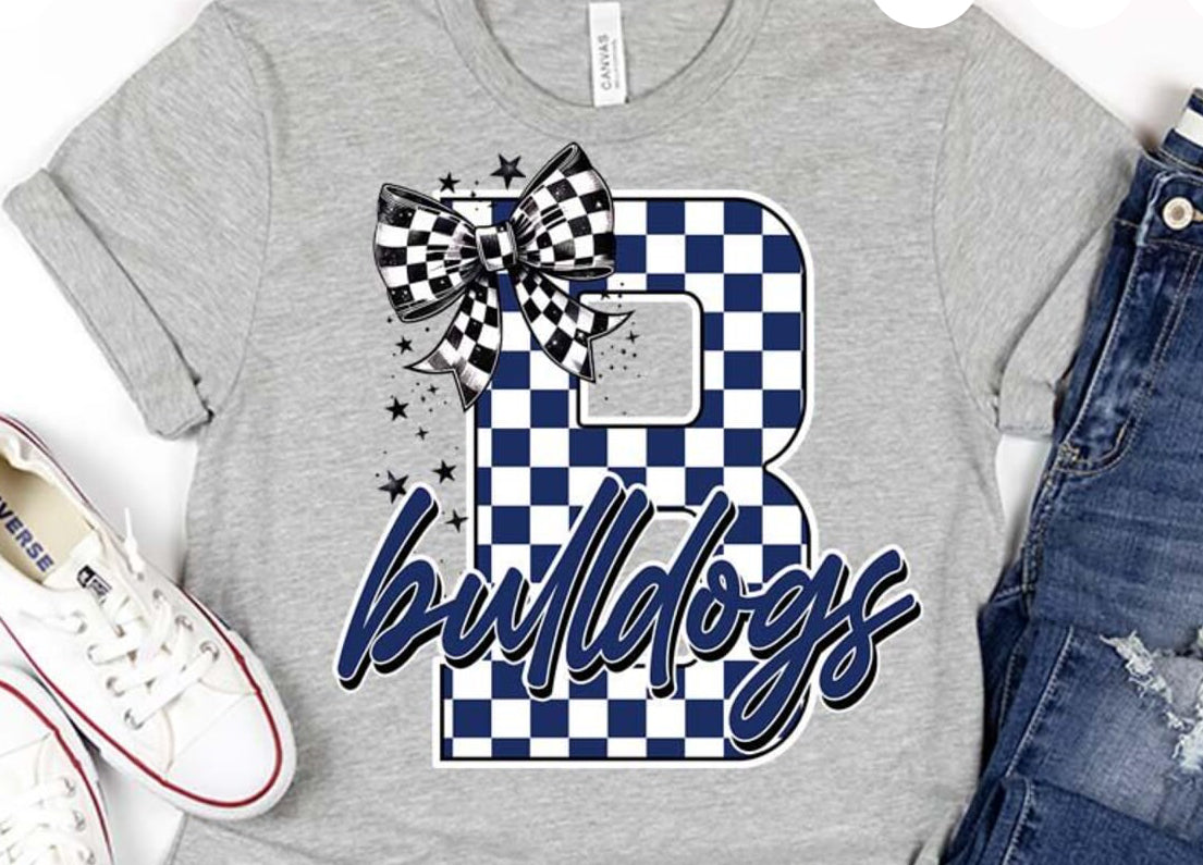 Blackwell Bulldogs Checkered Big B with bow