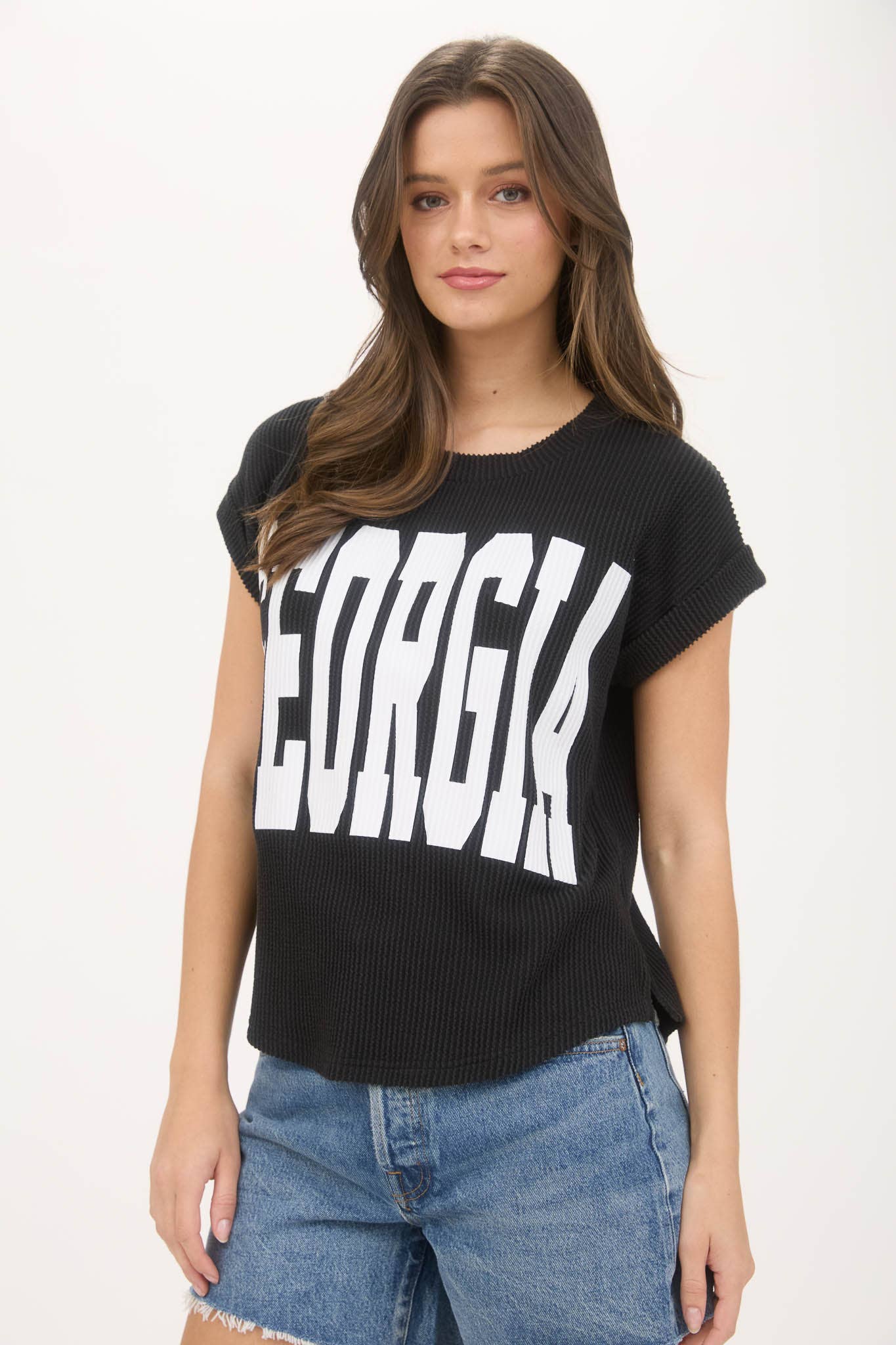 GEORGIA SHORT SLEEVE SWEATER KNIT TEE