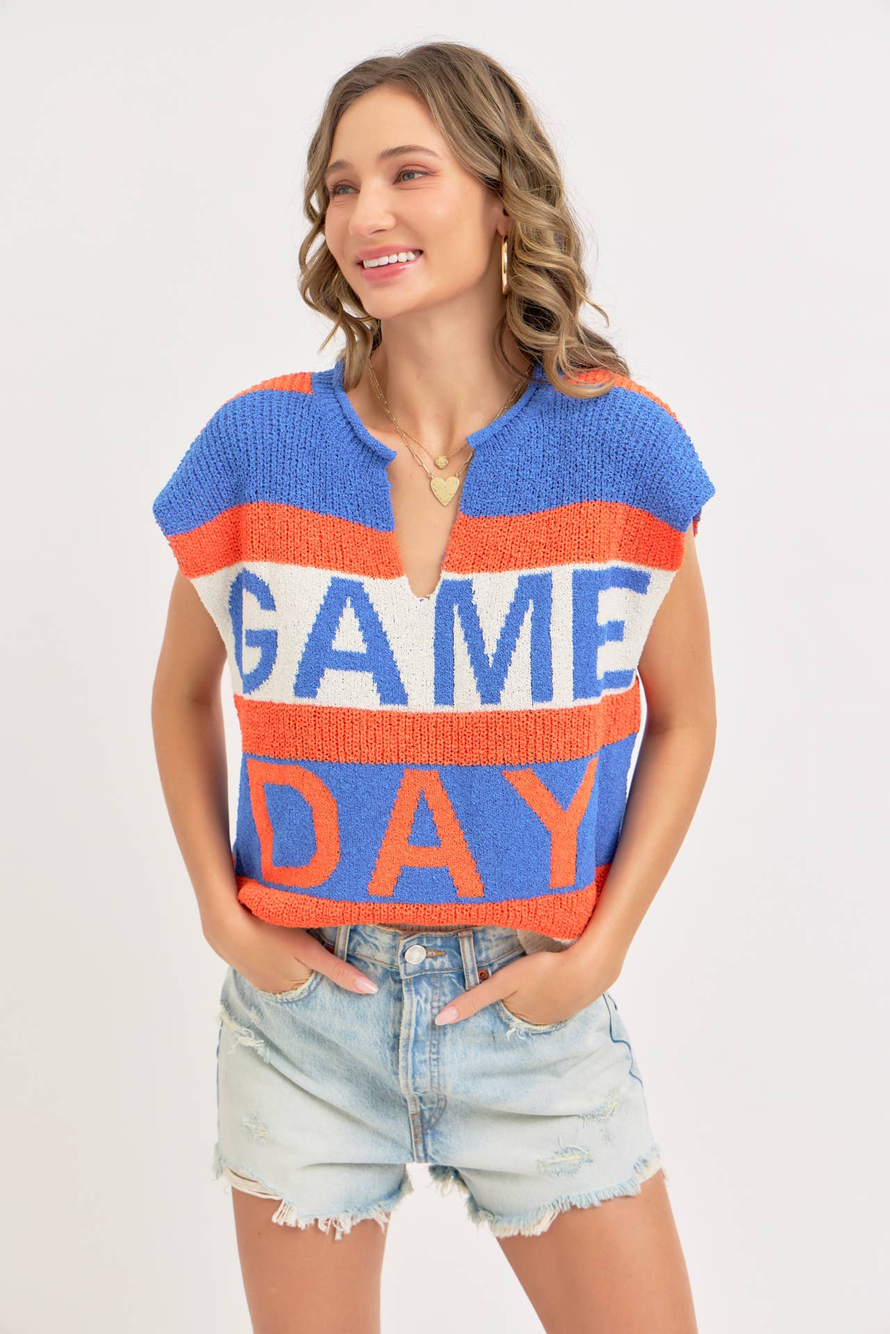 GAME DAY RED & BLACK SWEATER KNIT TOP