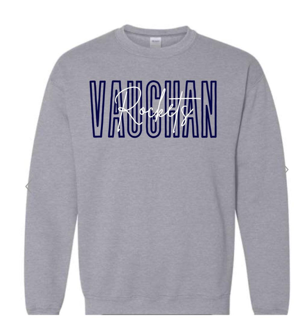 Vaughan Rockets Outline with Cursive Grey Sweatshirt