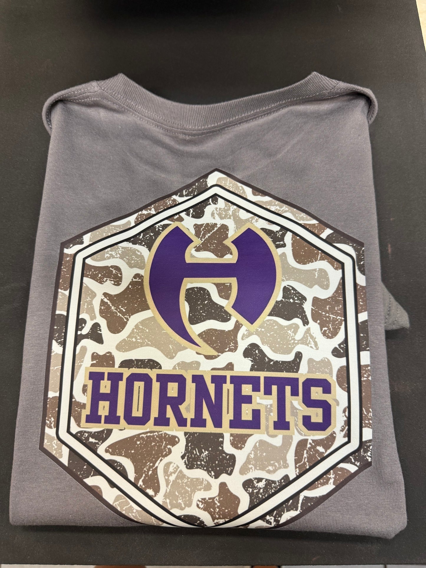 Hiram Hornets Camo Front/Back on Grey