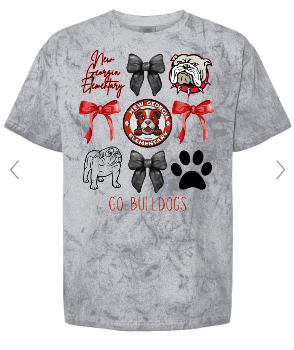 New Georgia Elementary Bulldogs Bow Collage Colorblast Tee
