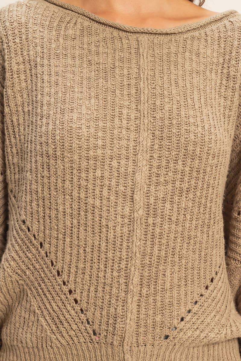 Ribbed Drop Sleeve Sweater OLIVE