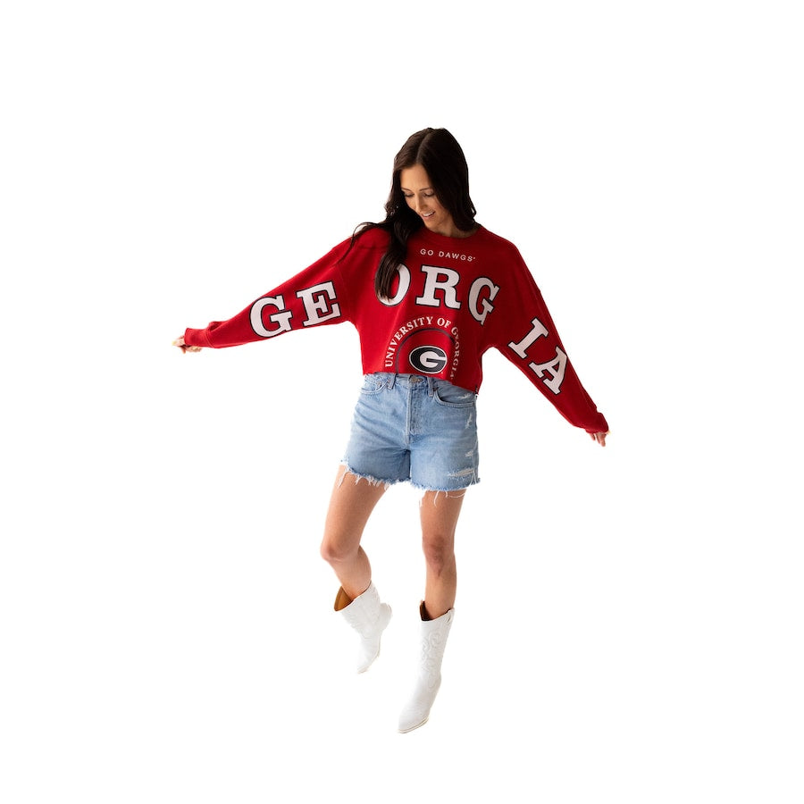 Georgia Bulldogs Gameday Social Women's Phipps Cropped Sweatshirt - Red