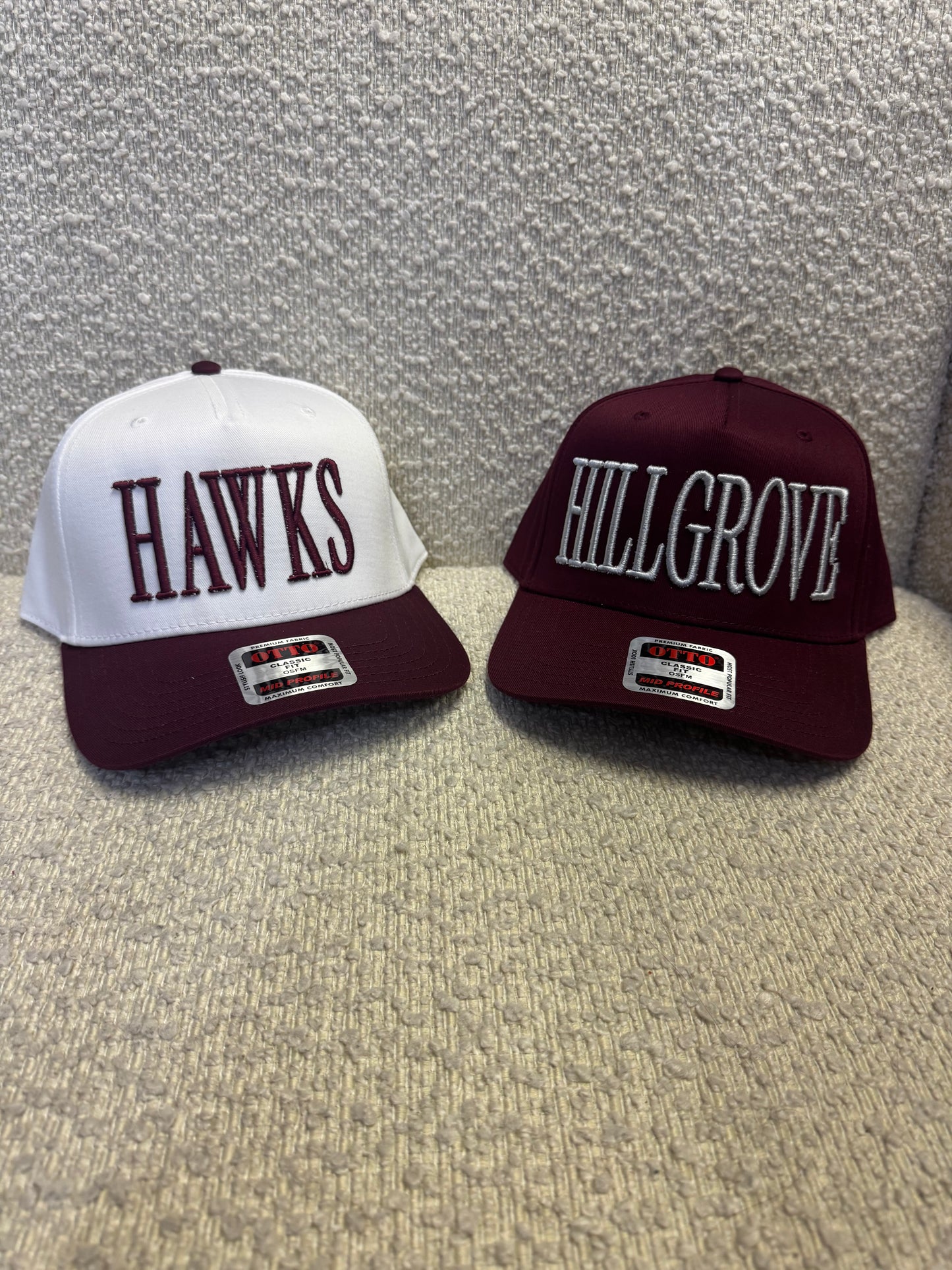 HAWKS WHITE/ MAROON 3D RAISED EMBROIDERY OTTO HAT