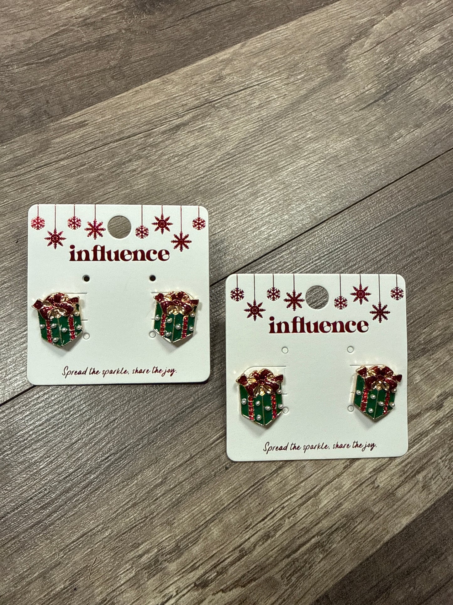 Christmas Present Studs with pearl detail