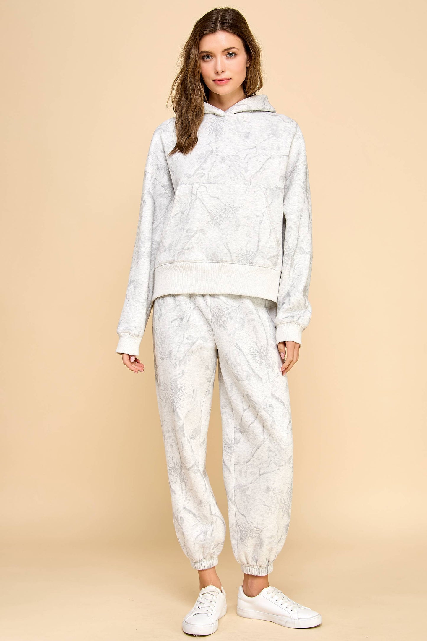 WHITE Camouflage Print Jogger Sweatpants