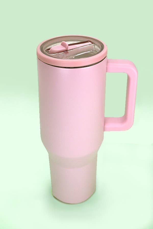 40oz SPILL FREE STAINLESS STEEL VACUUM TUMBLER- PINK