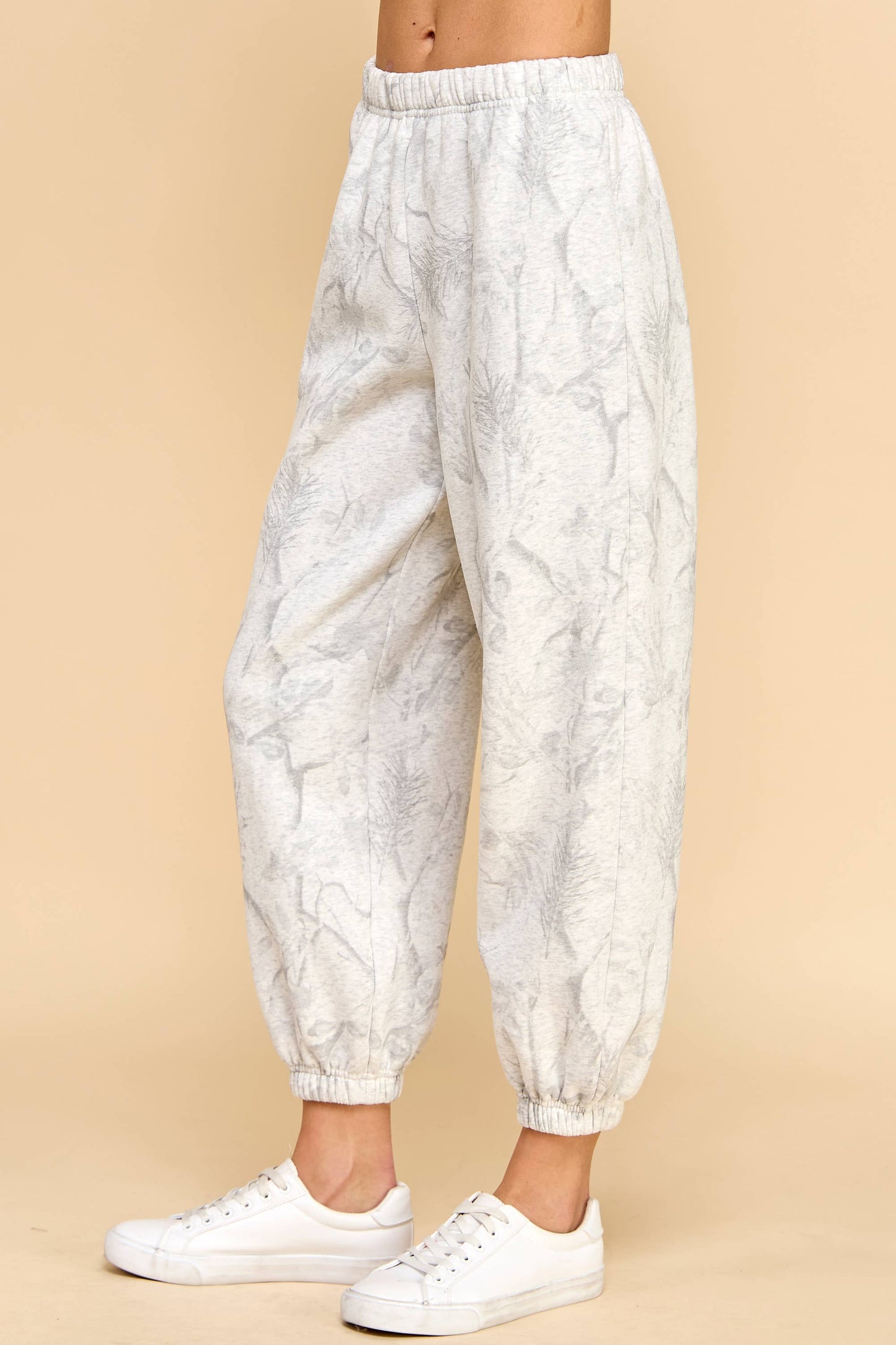 WHITE Camouflage Print Jogger Sweatpants