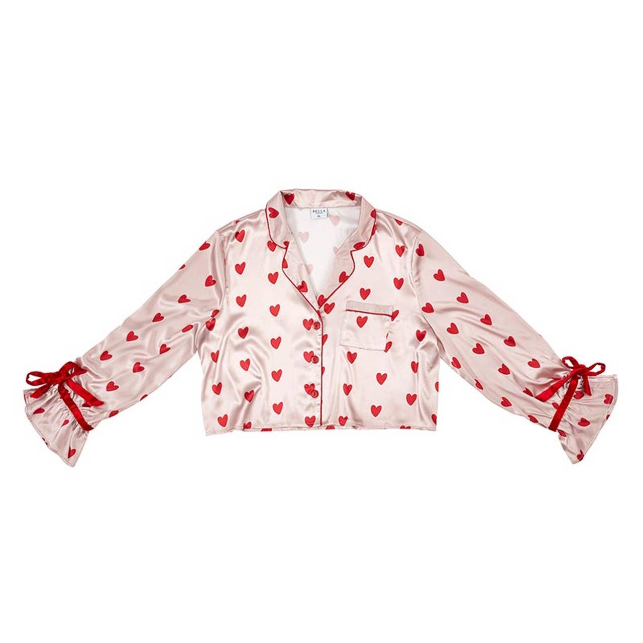 Pink Velvet Two-Piece PJ Set - Hearts: 100% Polyester