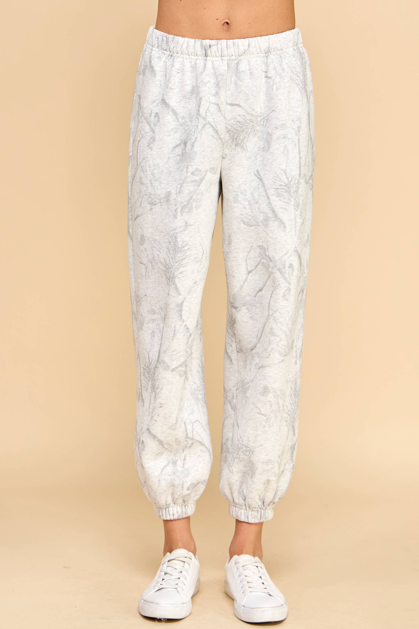 WHITE Camouflage Print Jogger Sweatpants
